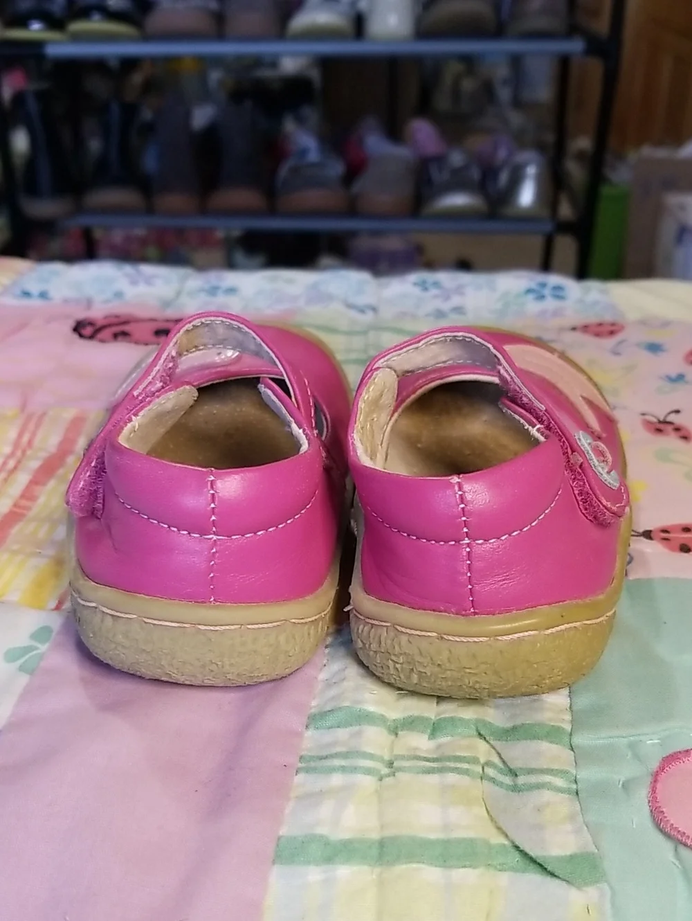 Livie & Luca Pink Leather Mary Jane Shoes with Light Pink Bird Size 5 Pio Pio
